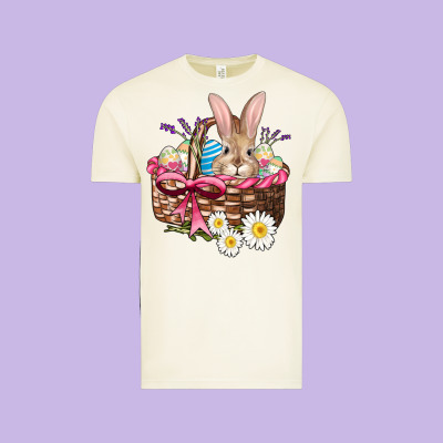 Easter Bunny And Basket Vintage Tee Designed By Adodesignshop
