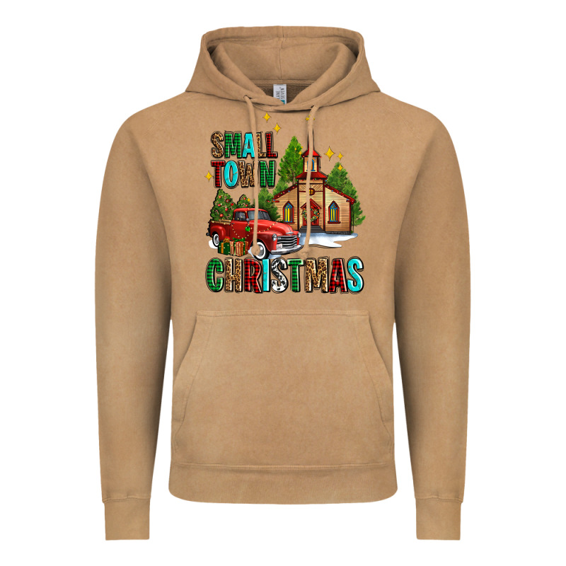 Small Town Christmas Church Western Truck Vintage Hoodie by AdoDesignShop | Teevron