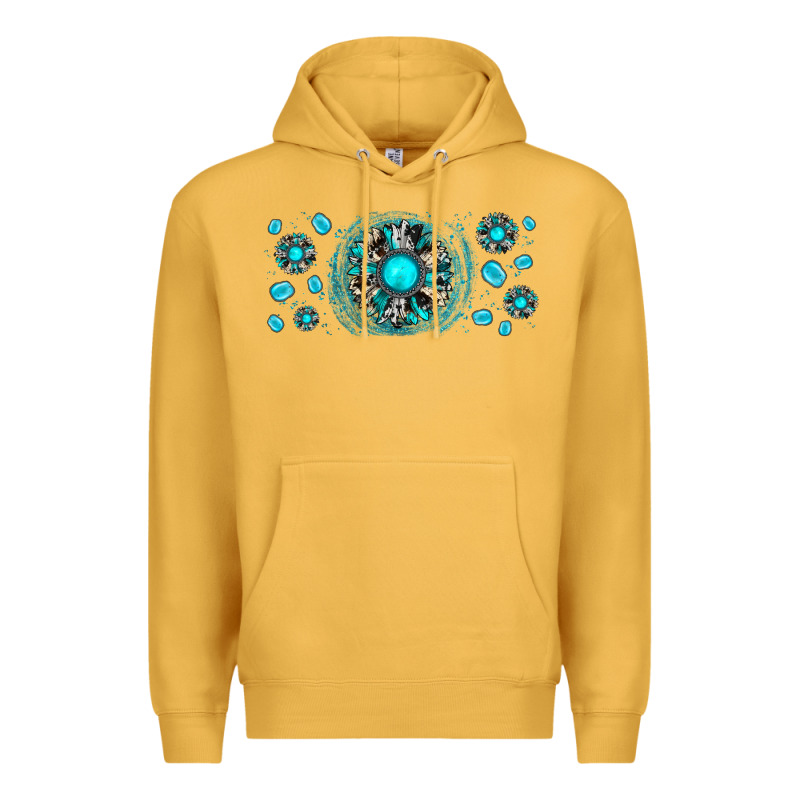 Turquoise Gemstone Sunflower Premium Hoodie by JahusDesignShop | Teevron