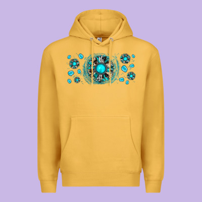 Turquoise Gemstone Sunflower Premium Hoodie Designed By Jahusdesignshop