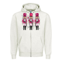 Oatmeal Heather Pink nutcrackers Zipper Hoodie - MaliasSmallBusiness