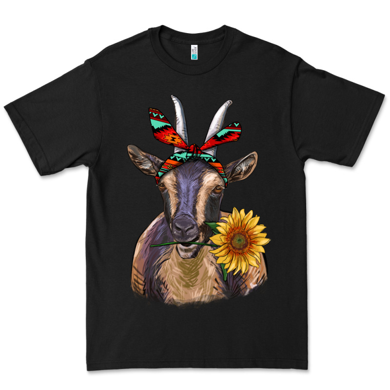 Sunflower Aztec Ribbon Goat Premium Tee by RanaPortraitStore | Teevron