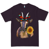 Plum sunflower aztec ribbon goat Premium Tee - RanaPortraitStore