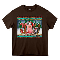 Chocolate Brown joy pig Heavy Core Tee - RanaPortraitStore