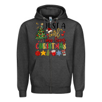 Charcoal Heather just a girl who loves christmas Zipper Hoodie - MaliasSmallBusiness