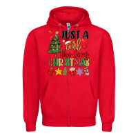 Red just a girl who loves christmas Zipper Hoodie - MaliasSmallBusiness