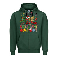 Sports Green just a girl who loves christmas Zipper Hoodie - MaliasSmallBusiness