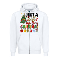 White just a girl who loves christmas Zipper Hoodie - MaliasSmallBusiness