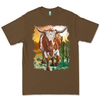 Cacao longhorn cow with desert background Premium Tee - RanaPortraitStore