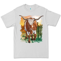 Dove Grey longhorn cow with desert background Premium Tee - RanaPortraitStore