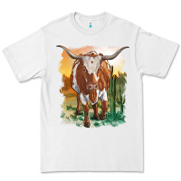 White longhorn cow with desert background Premium Tee - RanaPortraitStore