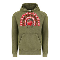 Vintage Olive valentines day rainbow with heart Vintage Hoodie - RanaPortraitStore