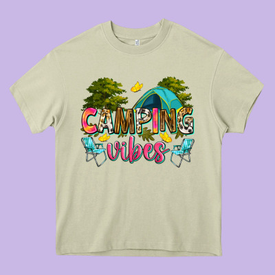 Camping Vibes Heavy Core Tee Designed By Zillion Design Studio