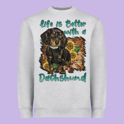 Life Is Better With A Dachshund Heavyweight Sweatshirt Designed By Barkaloodesign