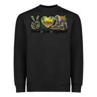 Black Peace Love Elephant Heavyweight Sweatshirt - LillyAllenDesigns