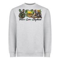 Heather Grey Peace Love Elephant Heavyweight Sweatshirt - LillyAllenDesigns