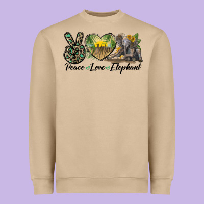 Peace Love Elephant Heavyweight Sweatshirt Designed By Lillyallendesigns