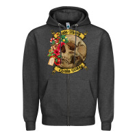 Charcoal Heather Sorta merry sorta scary skull Zipper Hoodie - NancyCooperArtShop