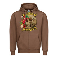 Chestnut Sorta merry sorta scary skull Zipper Hoodie - NancyCooperArtShop