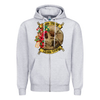 Heather Grey Sorta merry sorta scary skull Zipper Hoodie - NancyCooperArtShop