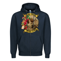 Navy Sorta merry sorta scary skull Zipper Hoodie - NancyCooperArtShop