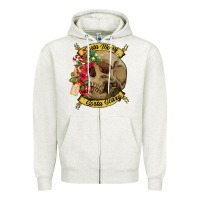 Oatmeal Heather Sorta merry sorta scary skull Zipper Hoodie - NancyCooperArtShop