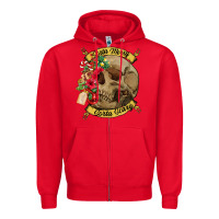 Red Sorta merry sorta scary skull Zipper Hoodie - NancyCooperArtShop