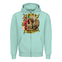 Seafoam Sorta merry sorta scary skull Zipper Hoodie - NancyCooperArtShop