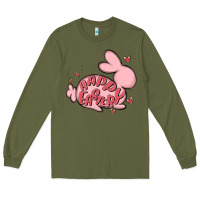 Army Green happy easter Long Sleeve Tee - MaliasSmallBusiness