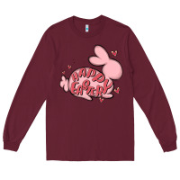 Burgundy happy easter Long Sleeve Tee - MaliasSmallBusiness