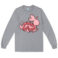Heather Grey happy easter Long Sleeve Tee - MaliasSmallBusiness