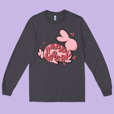 Happy Easter Long Sleeve Tee Designed By Maliassmallbusiness