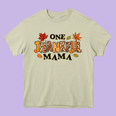 One Thankful Mama Heavy Core Tee Designed By Texasbilliewilder