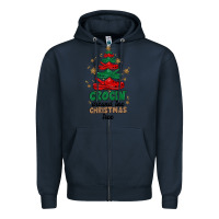 Navy crocin around the christmas tree Zipper Hoodie - MaliasSmallBusiness