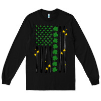 Black shamrock usa flag Long Sleeve Tee - MaliasSmallBusiness