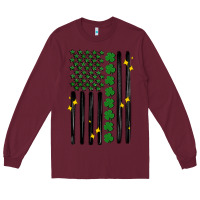 Burgundy shamrock usa flag Long Sleeve Tee - MaliasSmallBusiness