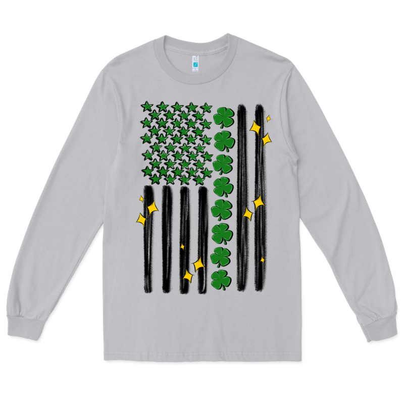 Shamrock Usa Flag Long Sleeve Tee by MaliasSmallBusiness | Teevron