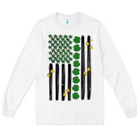 White shamrock usa flag Long Sleeve Tee - MaliasSmallBusiness