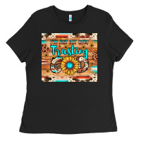 Black i'm just out here trusting god Ladies Tee - JahusDesignShop