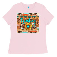 Bubblegum Pink i'm just out here trusting god Ladies Tee - JahusDesignShop