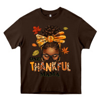 Chocolate Brown one thankful mama afro messy bun Heavy Core Tee - texasbilliewilder