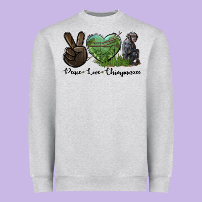 Peace Love Chimpanzee Heavyweight Sweatshirt Designed By Lillyallendesigns