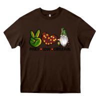 Chocolate Brown peace love gnomes christmas Heavy Core Tee - RanaPortraitStore