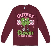 Burgundy cutest clover in the patch Long Sleeve Tee - MaliasSmallBusiness