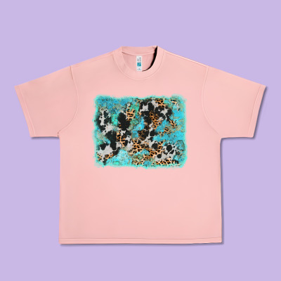 Turquoise Cowhide Leopard Background Urban Heavy Tee Designed By Adodesignshop