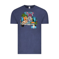 Vintage Denim easter truck with gnome and rabbit Vintage Tee - AdoDesignShop