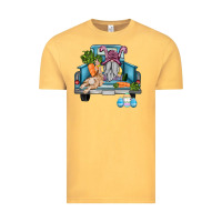 Vintage Mustard easter truck with gnome and rabbit Vintage Tee - AdoDesignShop