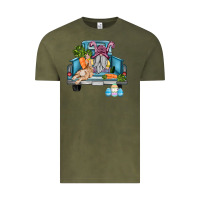 Vintage Olive easter truck with gnome and rabbit Vintage Tee - AdoDesignShop