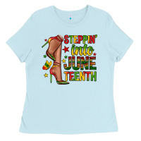 Baby Blue steppin into juneteenth Ladies Tee - Zillion Design Studio