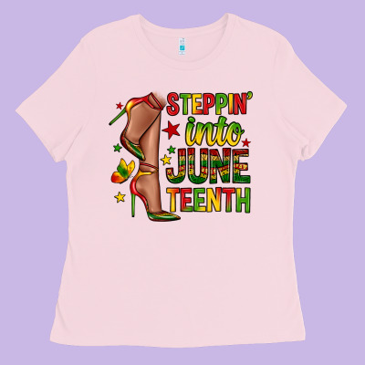Steppin Into Juneteenth Ladies Tee Designed By Zillion Design Studio